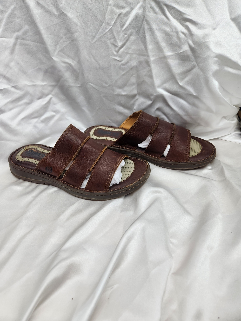 Born Men's Dark Brown Leather Slide Sandals